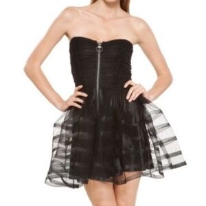 Vintage Betsey Johnson Black Tutu Dress Zip Front Bodice 6 SM